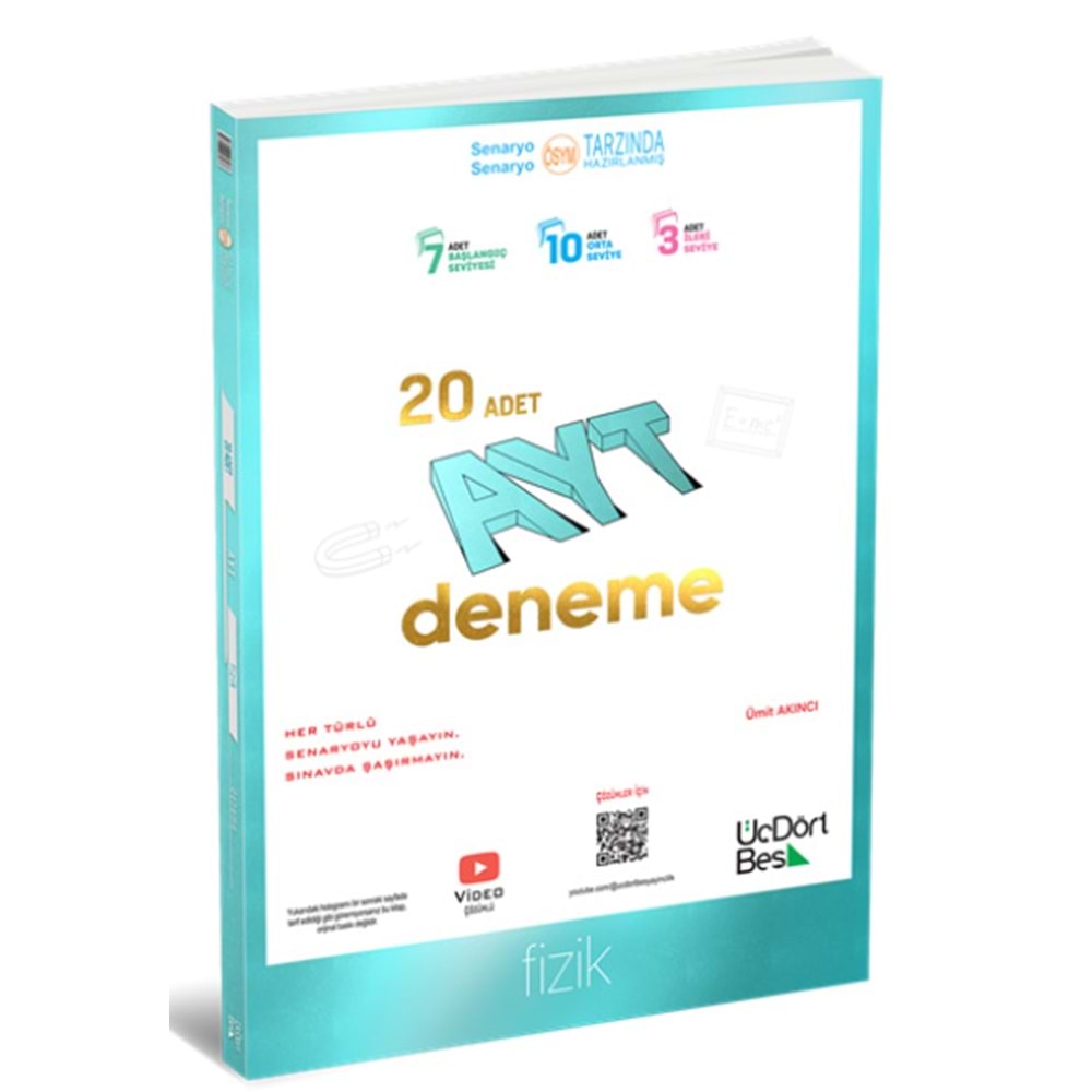 ÜçDörtBeş AYT Fizik Denemesi 20 lu 2025
