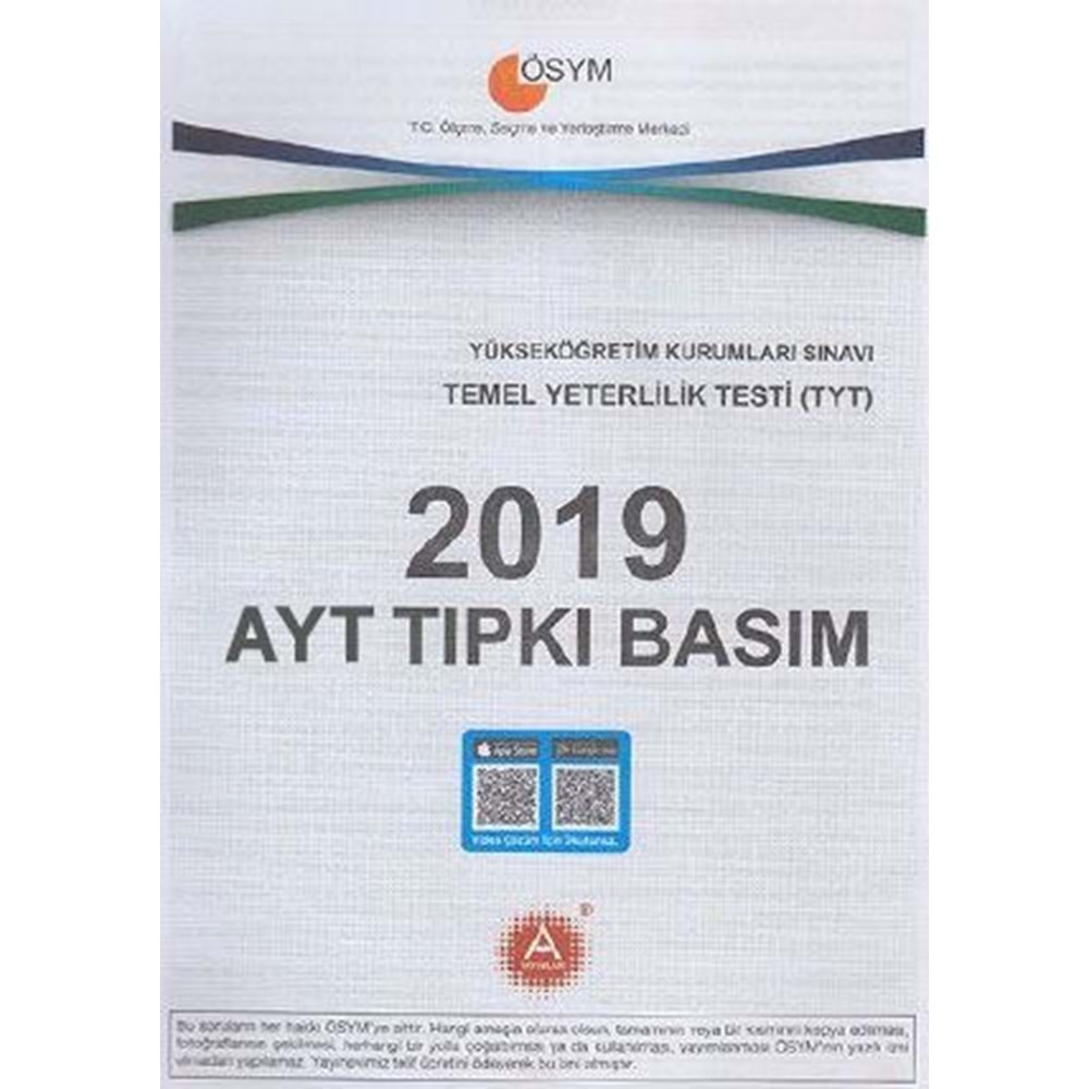 A Yayınları 2020 AYT Tıpkı Basım