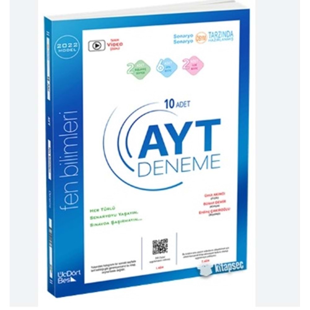 Üçdörtbeş AYT Fen Bilimleri Deneme 10 lu 2023 Model