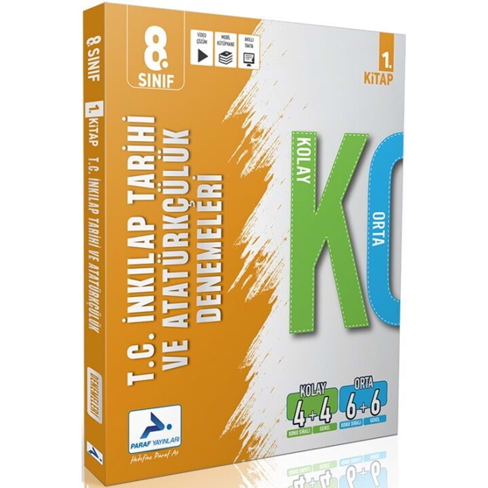Paraf Yayınları 8. Sınıf İnkılap Tarihi ve Atatürkçülük Kolay Orta Branş Deneme