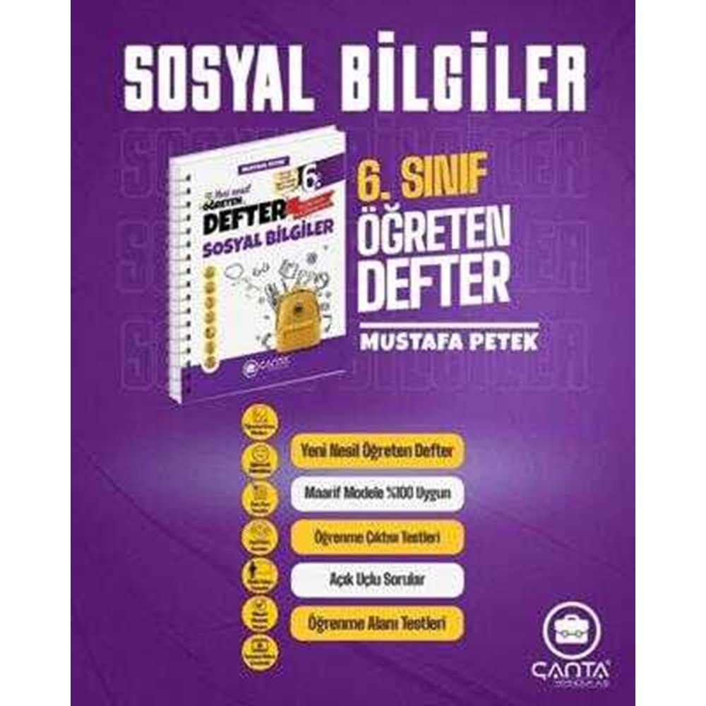 Çanta Yayınları 6, Sınıf Sosyal Bilgiler Okula Yardımcı Alıştıran Defter