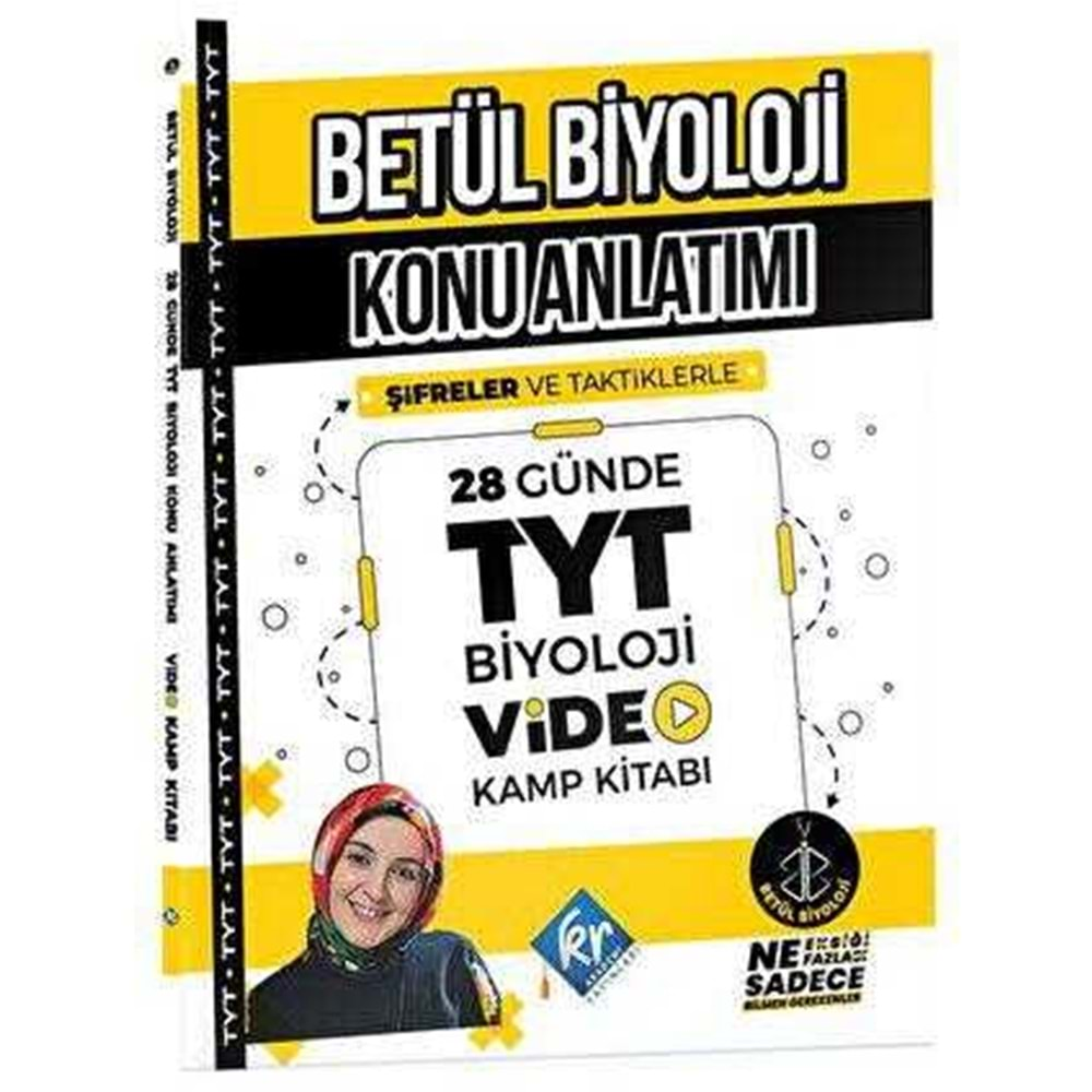 KR Akademi Yayınları TYT Betül Biyoloji Şifreler ve Taktiklerle Konu Anlatımı 28 Günde Video Kamp Kitabı