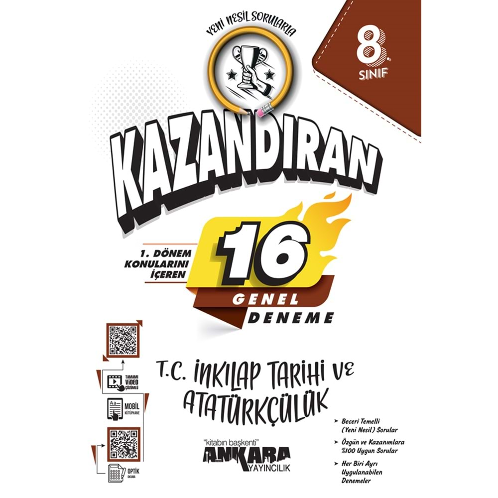 Ankara Yayıncılık 2023 LGS 8. Sınıf 1. Dönem Konularını İçeren 16 T.C İnkılap Tarihi Denemesi