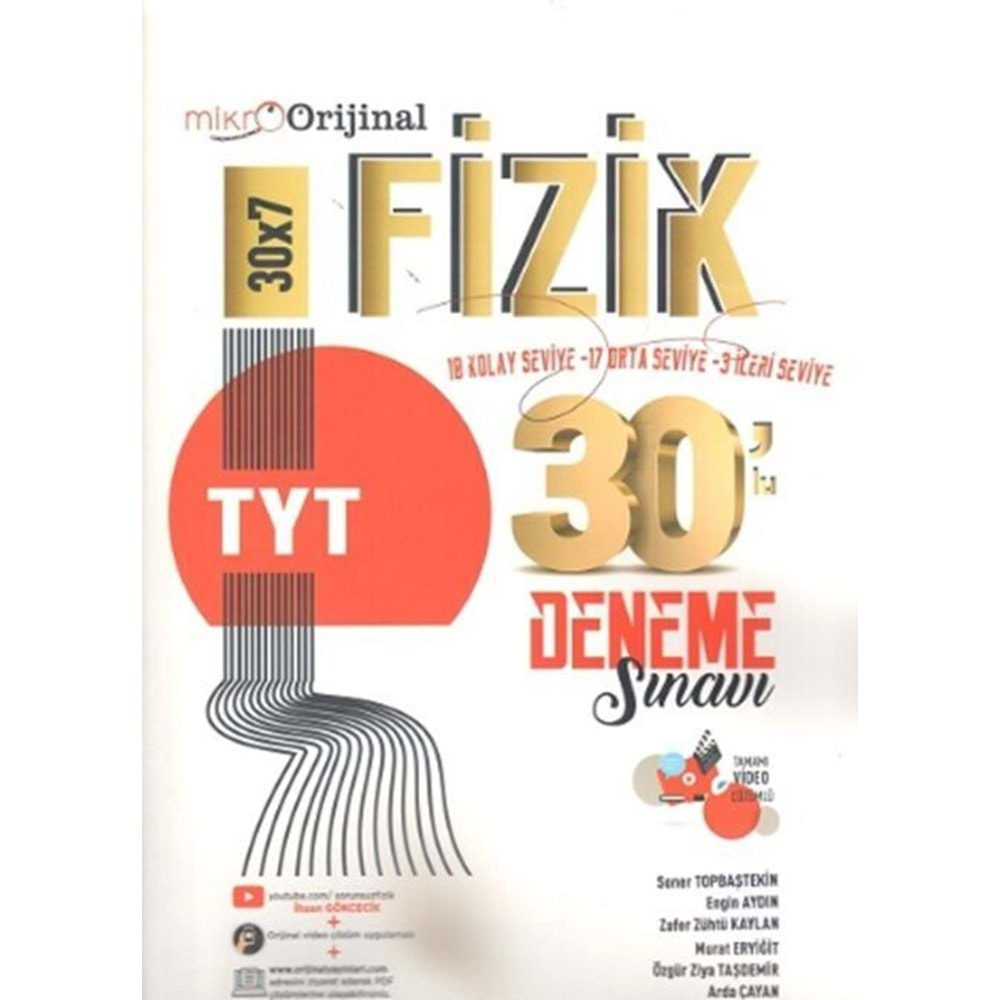 Orijinal Yayınları Mikro TYT Fizik 30 lu Deneme Sınavı