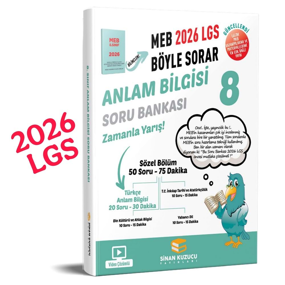 Sinan Kuzucu Yayınları 2026 LGS Soru Bankası Anlam Bilgisi