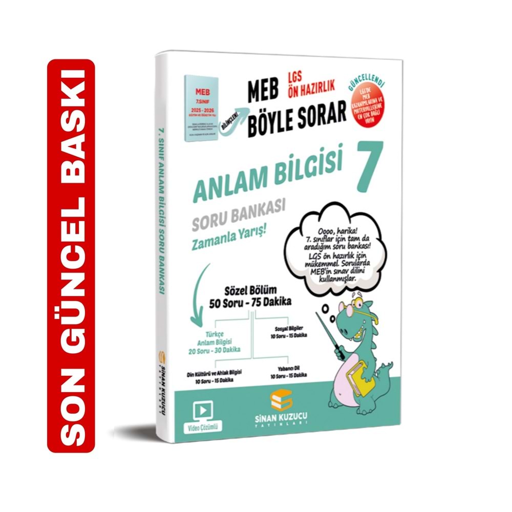 Sinan Kuzucu Yayınları 7. Sınıf Soru Bankası Anlam Bilgisi ( Paragraf) 2026