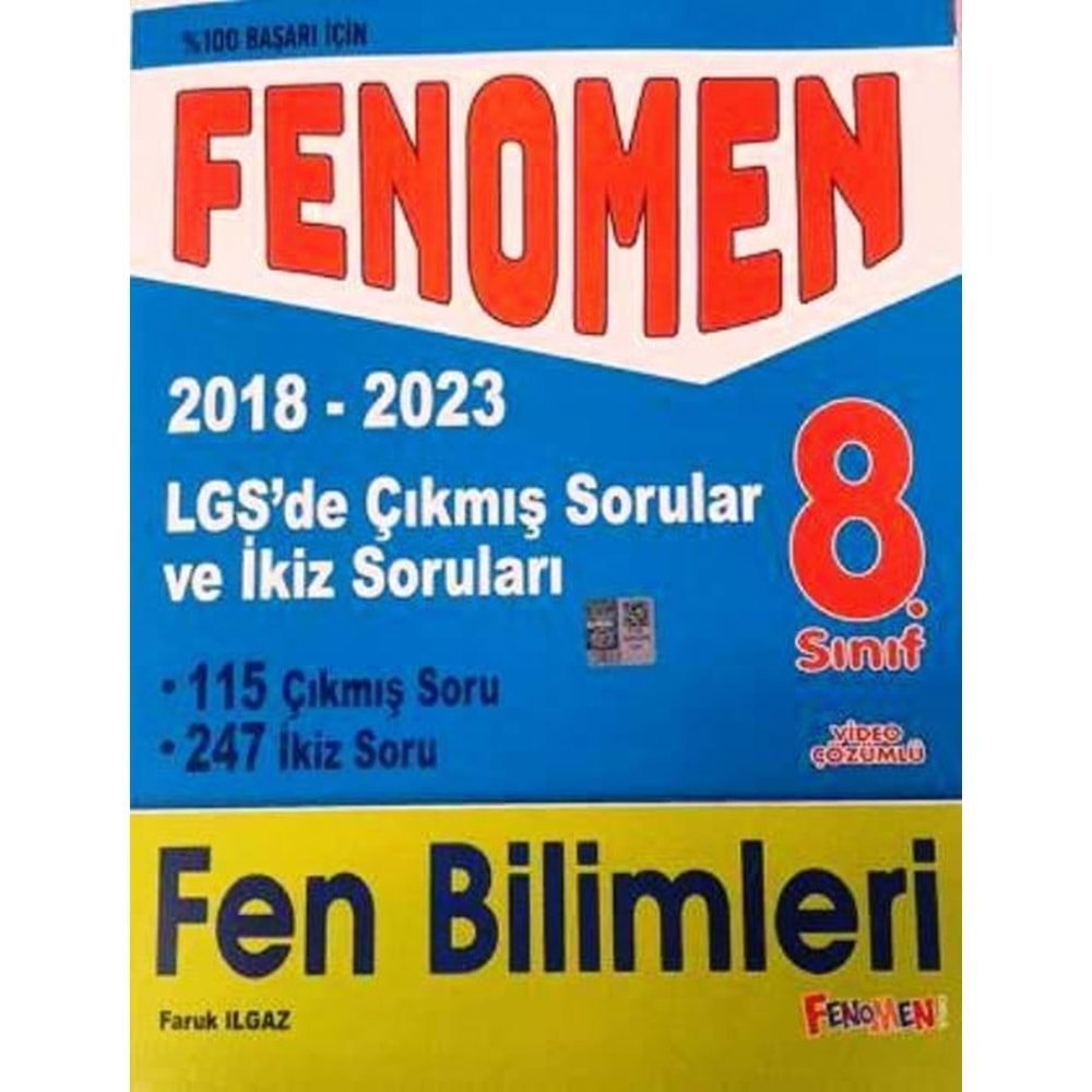 Fenomen Okul Yayınları 8. Sınıf LGS Çıkmış Sorular ve İkiz Soruları Fen Bilimleri