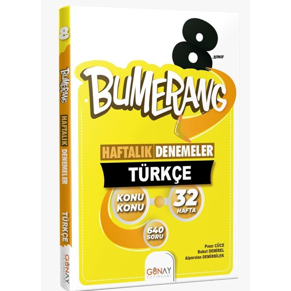 Günay Bumerang 8. Sınıf Türkçe Konu Konu 32 Haftalık Denemeleri