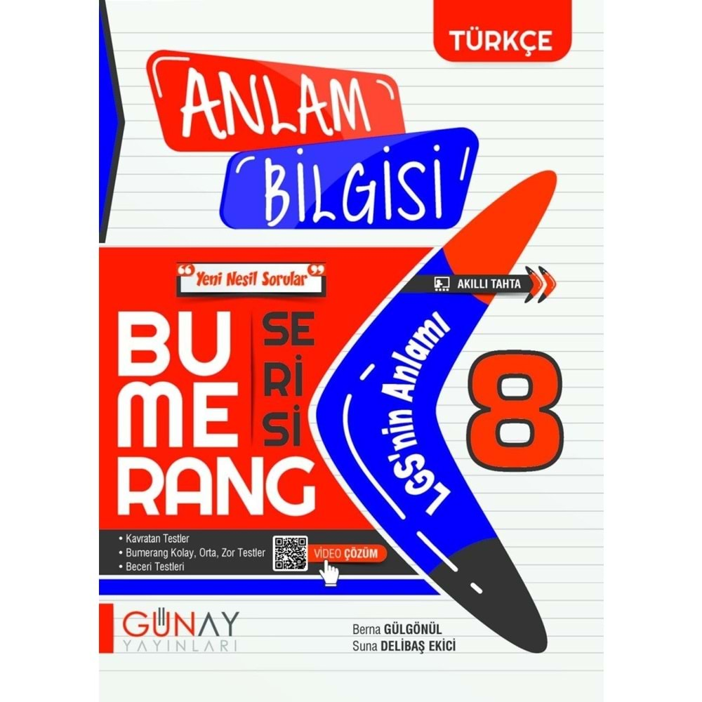 Günay Bumerang Serisi 8. Sınıf Anlam Bilgisi Soru Bankası