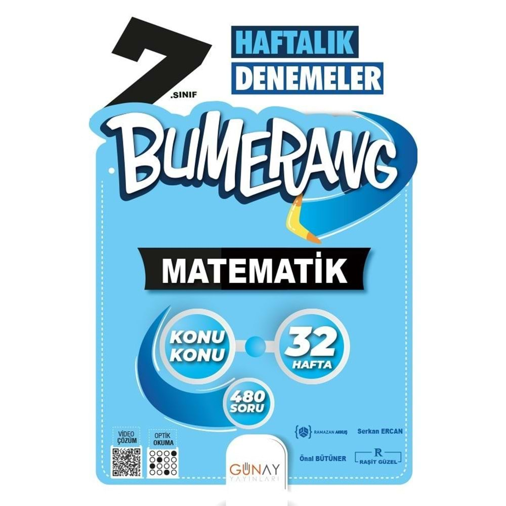 Günay Bumerang 7. Sınıf Matematik Haftalık Denemeler