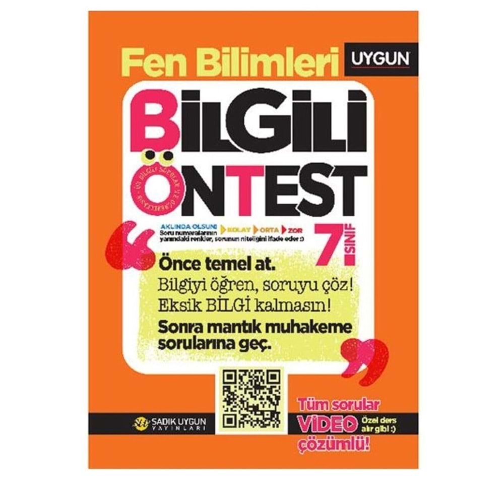 Uygun Bilgili Öntest 7. Sınıf Fen Bilimleri
