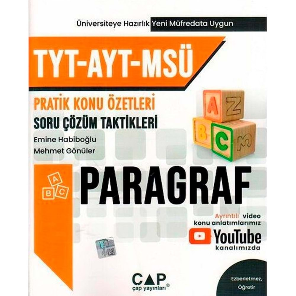 Çap Yayınları Tyt ayt Msü Paragraf Soru Çözüm Taktikleri