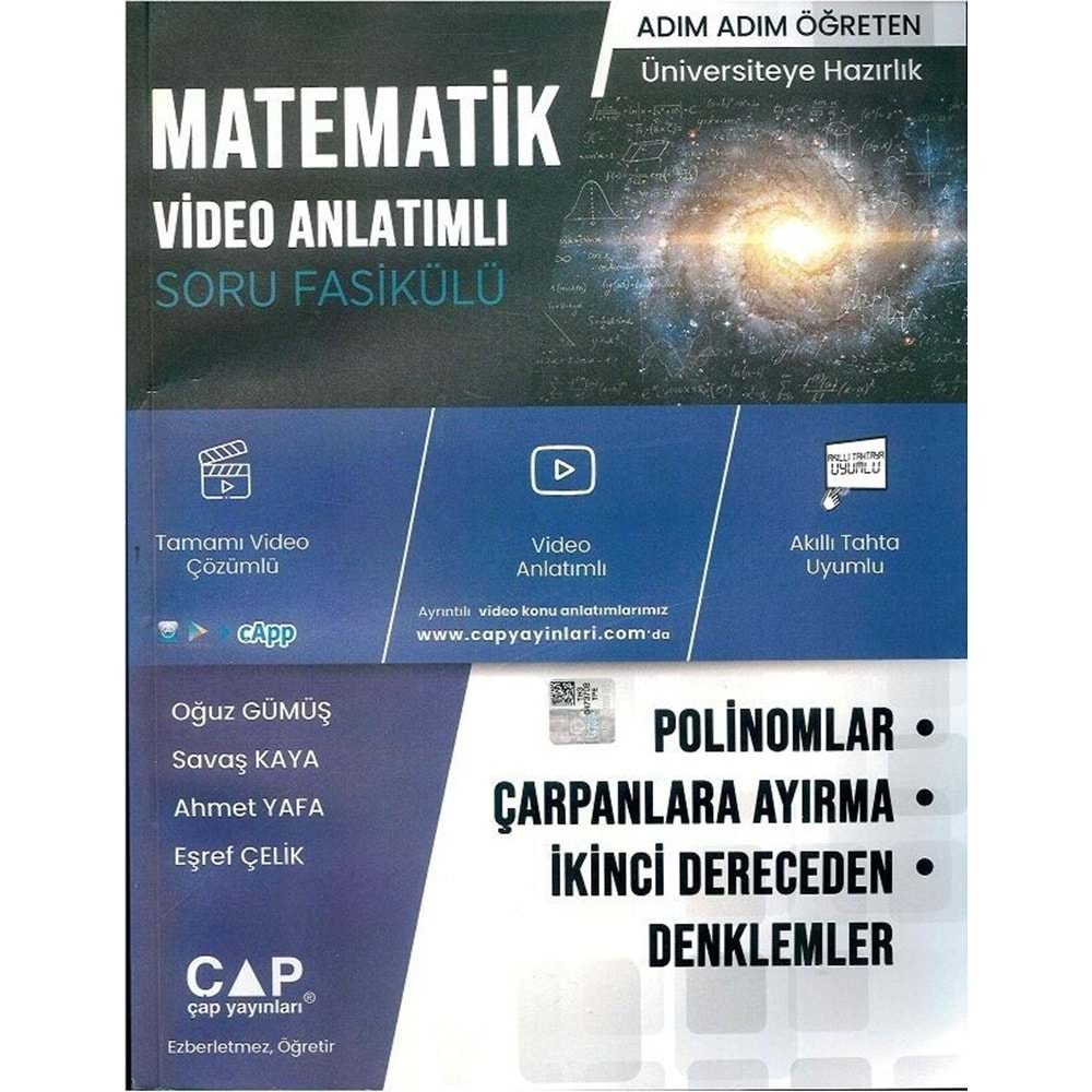 Çap Video Anlatımlı Soru Bankası Polinomlar Çarpanlara Ayırma İkinci Derece Denklemler Fasikülü