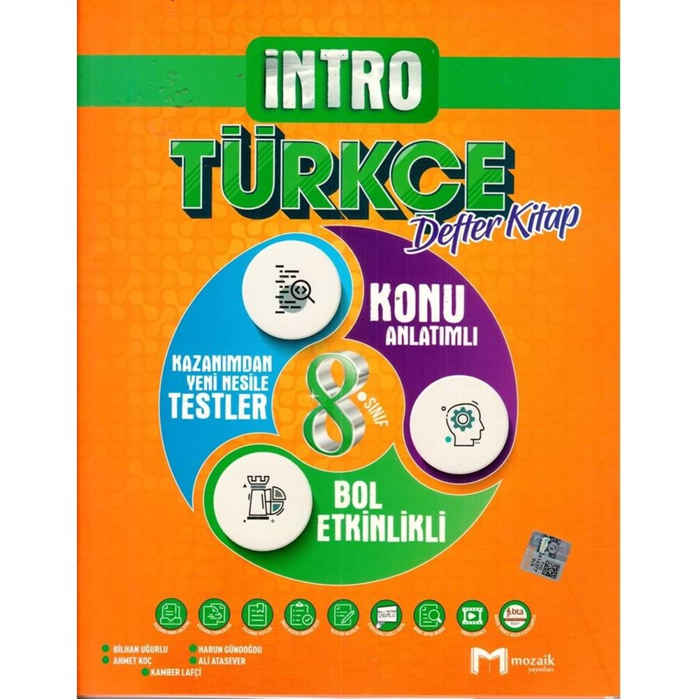 Mozaik İntro 8. Sınıf Türkçe Defter Kitap