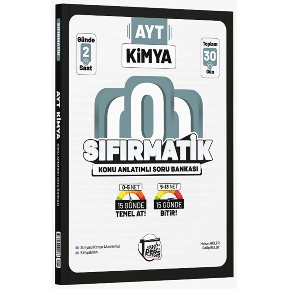 Ders Platosu AYT Kimya Sıfırmatik Konu Anlatımlı Soru Bankası