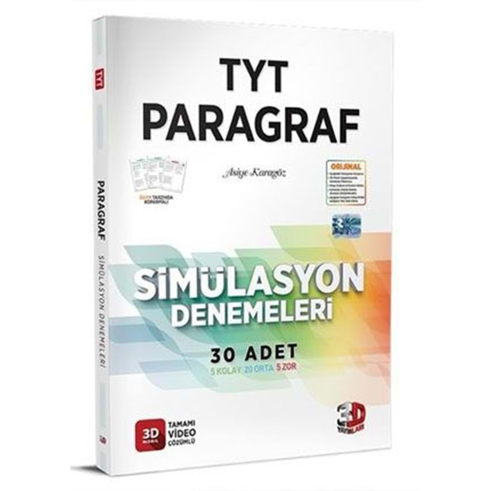 Çözüm 3D Simülasyon TYT Paragraf Denemeleri 20 Adet