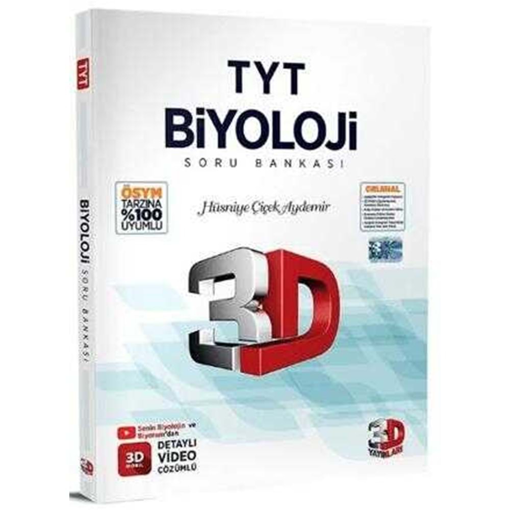 2026 TYT 3D Biyoloji Tamamı Video Çözümlü Soru Bankası 3D Yayınlar