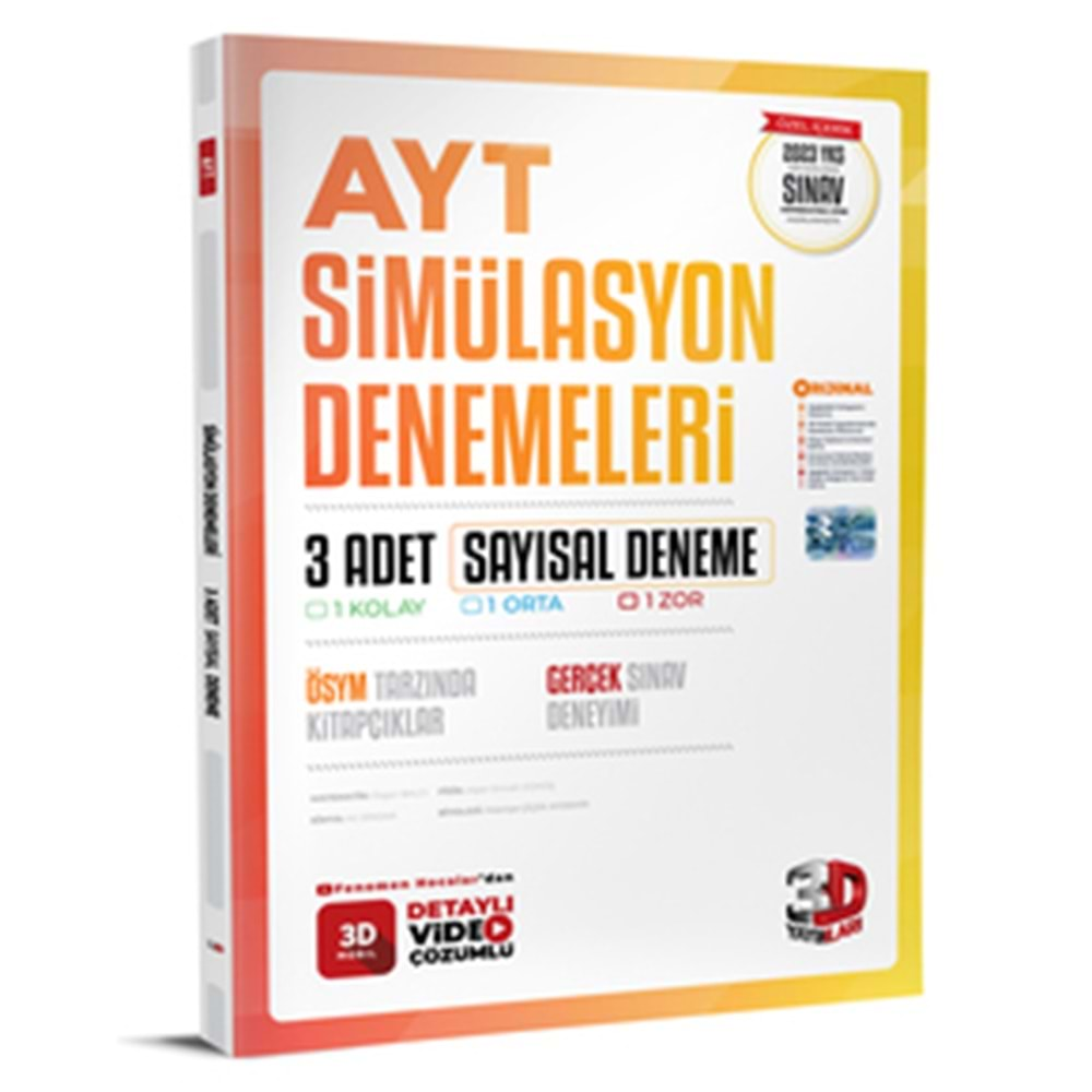 2023 AYT 3D Eşit Ağırlık 3`lü Simülasyon Deneme 3D Yayınları