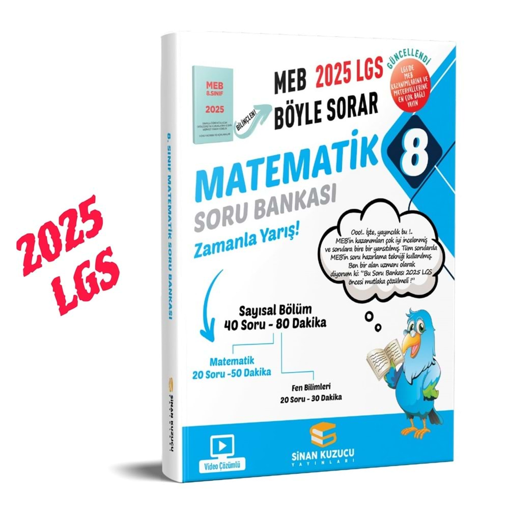 Sinan Kuzucu 2025 LGS 8. Sınıf Fen Bilimleri Matematik 2 li Soru Bankası Seti