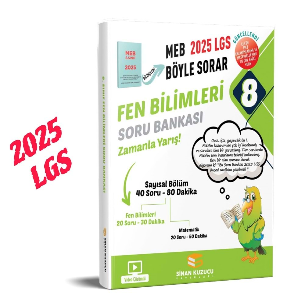 Sinan Kuzucu 2025 LGS 8. Sınıf Fen Bilimleri Matematik 2 li Soru Bankası Seti