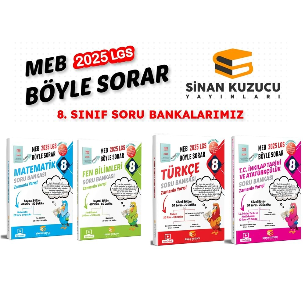 Sinan Kuzucu 2025 LGS 8. Sınıf Soru Bankası Seti ( 4 Kitap)