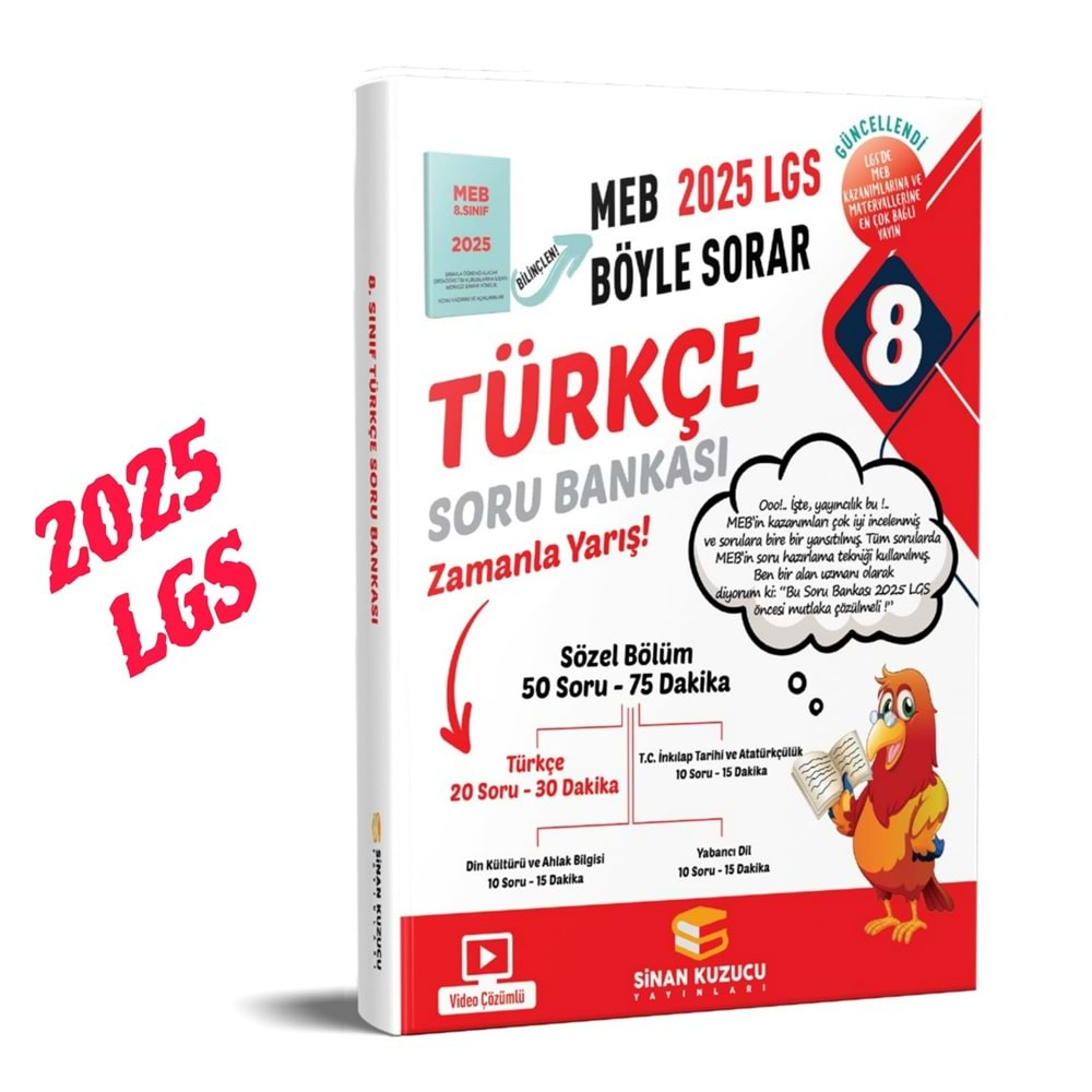 Sinan Kuzucu 2025 LGS 8. Sınıf Türkçe Anlam Bilgisi Soru Bankası Seti (2 Kitap)