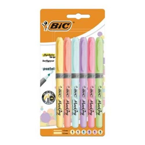 Bic Marking Fosforlu Kalem Pastel 6'lı Blisterli