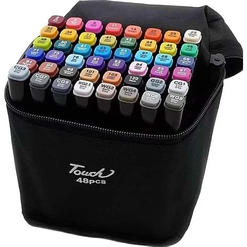 TOUCH SKETC 48 Lı Çift Taraflı Marker Kalem Çanta Set çift taraflı