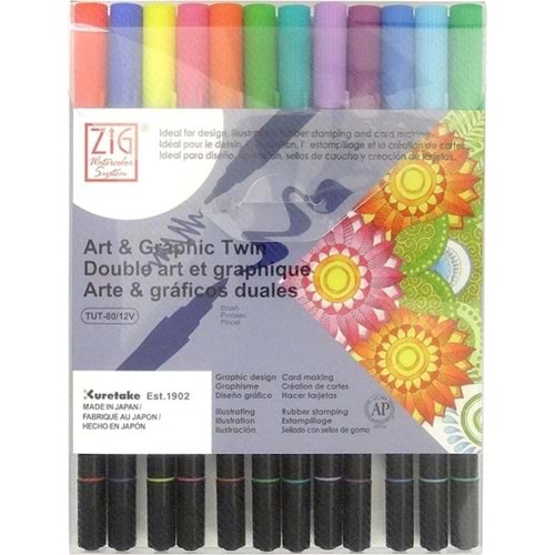 Zig Art & Graphic Twin 12'li Bright Marker Kalemi TUT-80/12VBR