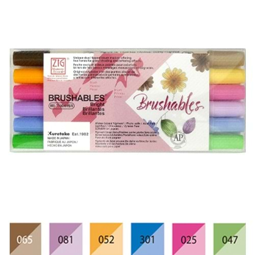 Zig Brushables Bright 6 colors set Marker Kalemi