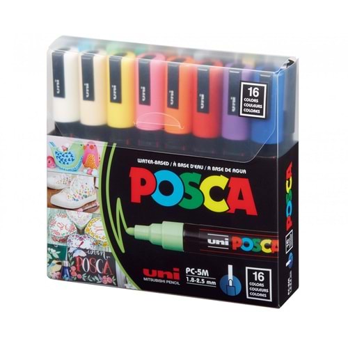 Uni-Ball Posca 1.8-2.5 Su Bazlı Boyama Markörü 16 Lı Set