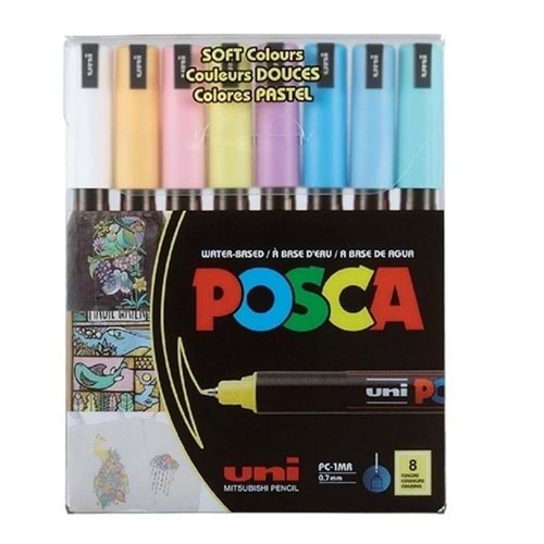 Uni Posca 0.7 Su Bazlı Markör Kalem Soft Renkler 8