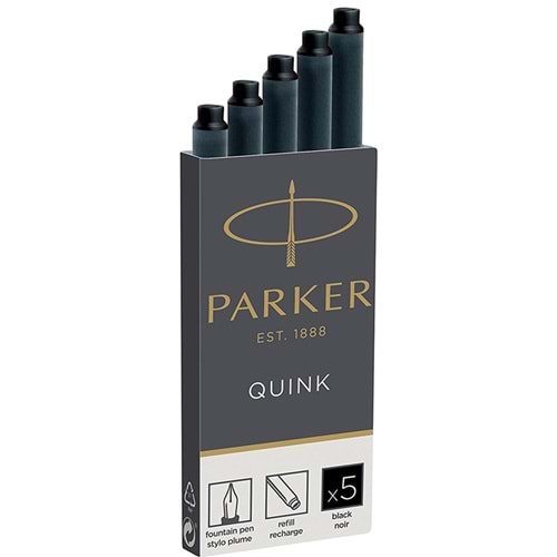 Parker Quink Dolma Kalem Kartuşu Siyah 5'li Kutu