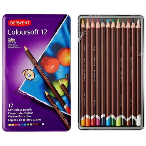Derwent Coloursoft Kuru Boya Kalemi 12 Renk
