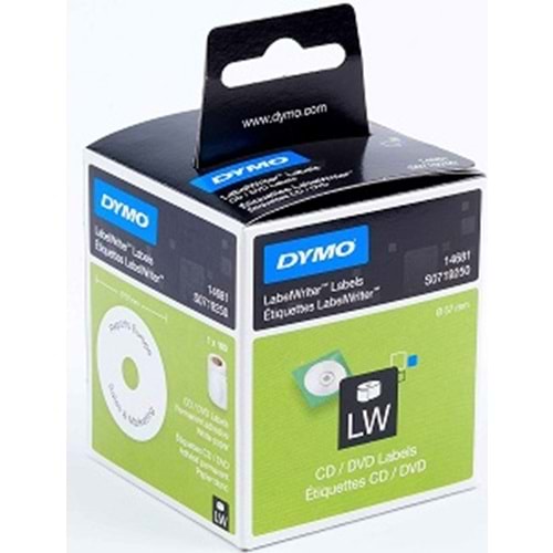 Dymo S0719250 57 mm Çap CD Label Writer Labels, Permanent Adhesive - AKA: 14681