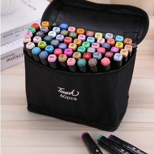 TOUCH SKETC 60 Lı Çift Taraflı Marker Kalem Çanta Set çift taraflı