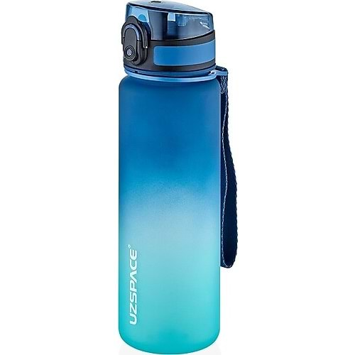 Uzspace 500 ML Motivasyon Matarası Çift Renkli Tritan Su Matarası Lacivertten Turkuvaza Geçiş Bpa Free 3038