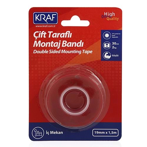 Montaj Bandı Çıft Taraflı İç Mekan 19mm X 1,5 2530g