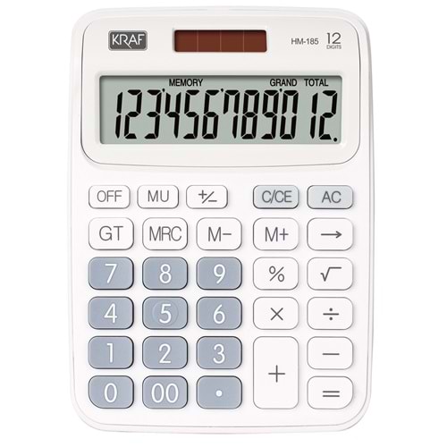 KRAF HESAP MAKİNESİ MASAÜSTÜ 12 HANE HM-185 WT BEYAZ