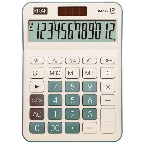 KRAF HESAP MAKİNESİ MASAÜSTÜ 12 HANE HM-195 G YEŞİL