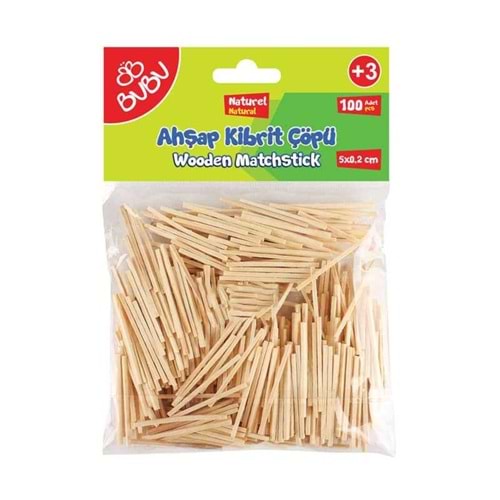 Bubu Eğlenceli Çubuklar Natural Kibrit Çöpü 100'lü