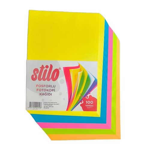 Stilo A4 Renkli Fotokopi 100 lü Fosforlu