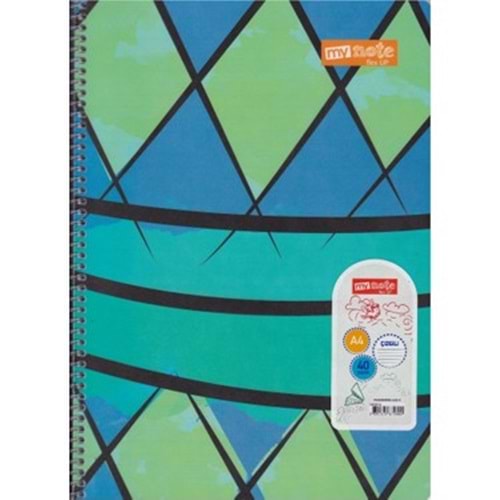 Mynote Flex Spiralli PP Kapak A4 - 60 Yaprak Kareli Defter Desenli