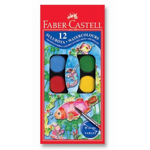 Faber Castell Küçük Boy Suluboya 12 Renk Fırça Hediyeli