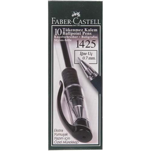Faber Castell 1425 İğne Uçlu Tükenmez Kalem Siyah 10 lu Paket