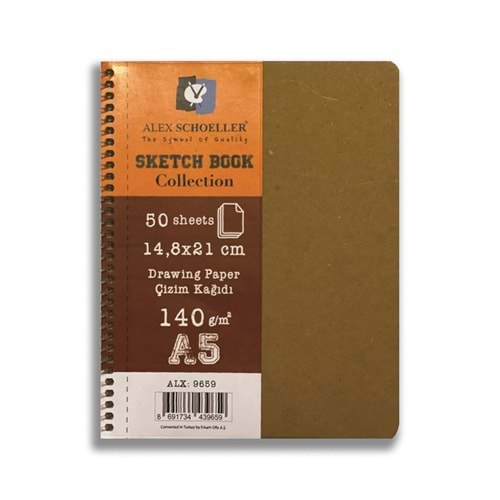 Alex Schoeller Sketch Book Drawing Paper Eskiz Defteri 140gr A5 50yp Spiralli