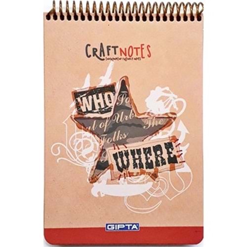 Gıpta 100 Yaprak A6 Craft Notes Üstten Spiralli Sert Kapak Kareli Defter 1790