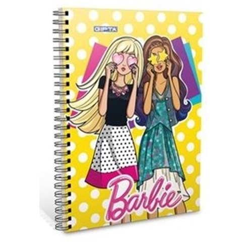 Gıpta Barbie Spiralli Karton Kapak A/6 Not Defteri çizgili 80 Yaprak