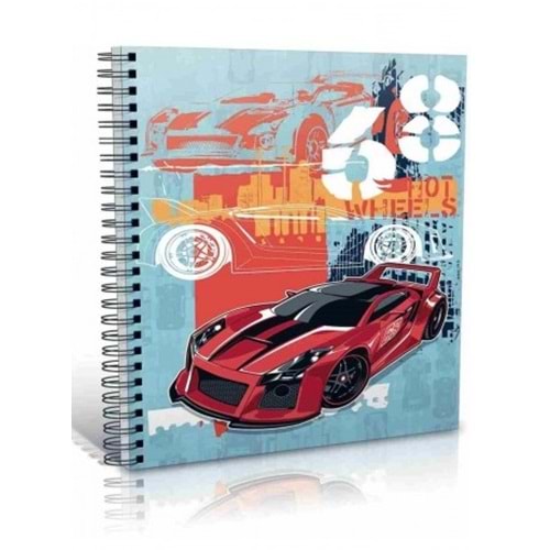 Gıpta Hot Wheels Spiralli Karton Kapak A/6 Not Defteri çizgili 80 Yaprak