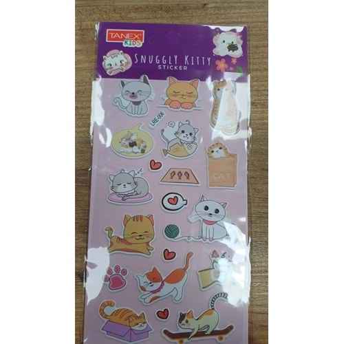TNX-5098 FUNNY CATS STICKER-5 PUFFY ETİKETİ 10